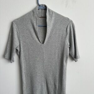 Elie Tahari Gray Short Sleeve Tee Cotton Small Size